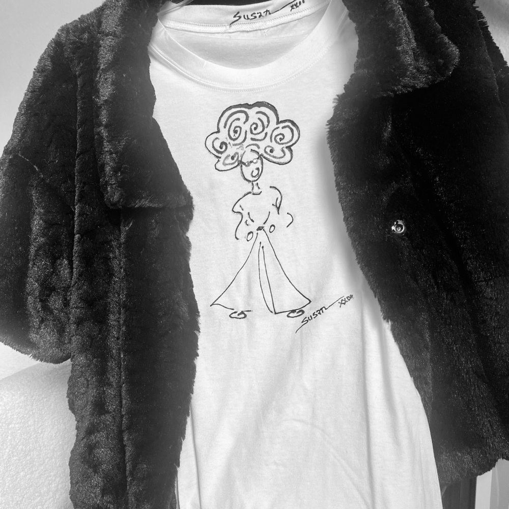 Women’s Graphic T - L - Hand Drawn with a touch of Bling